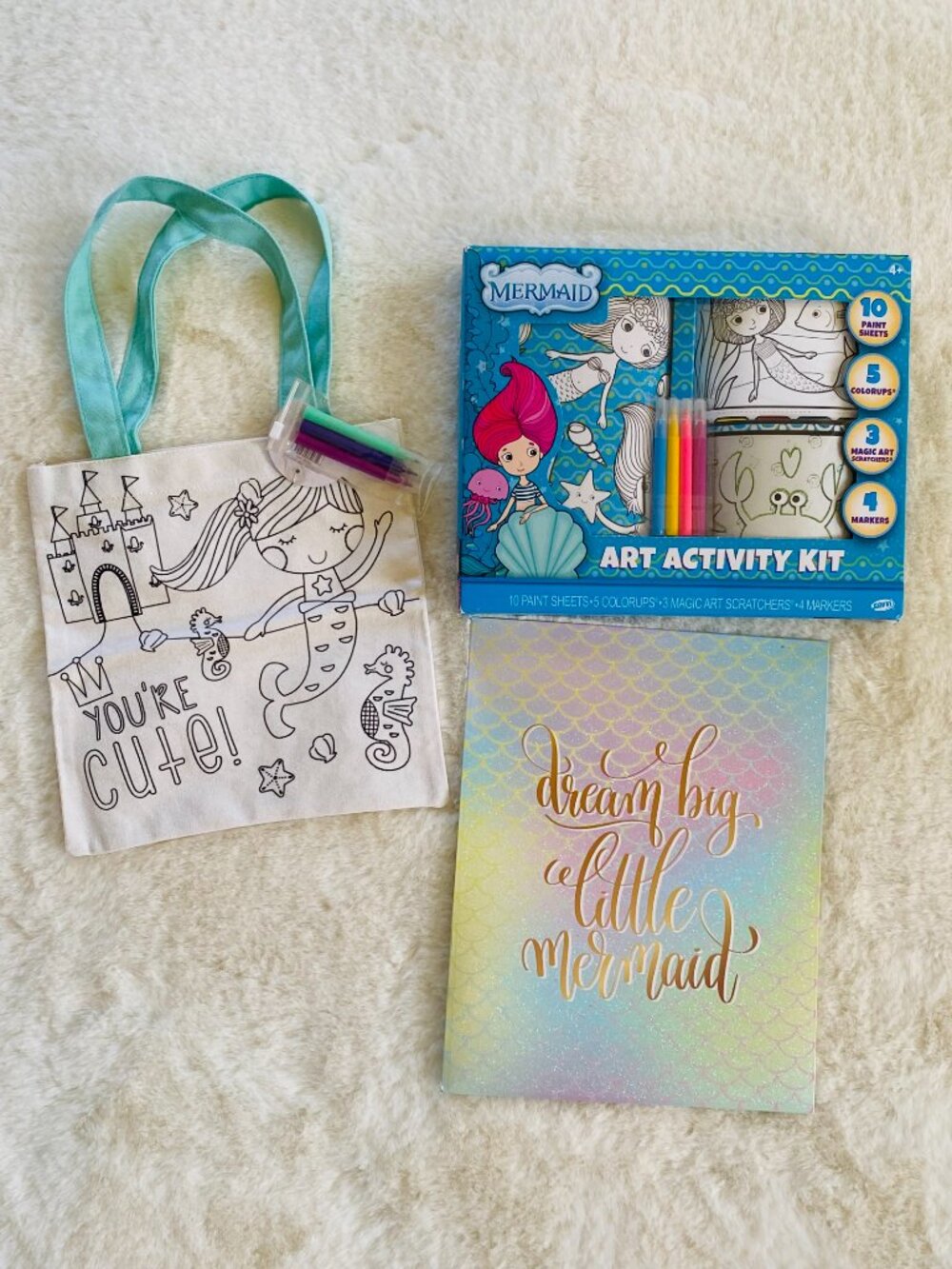 Mermaid Art Activity Kit Painting, Coloring Tote, Folder NEW for 4 years old+
